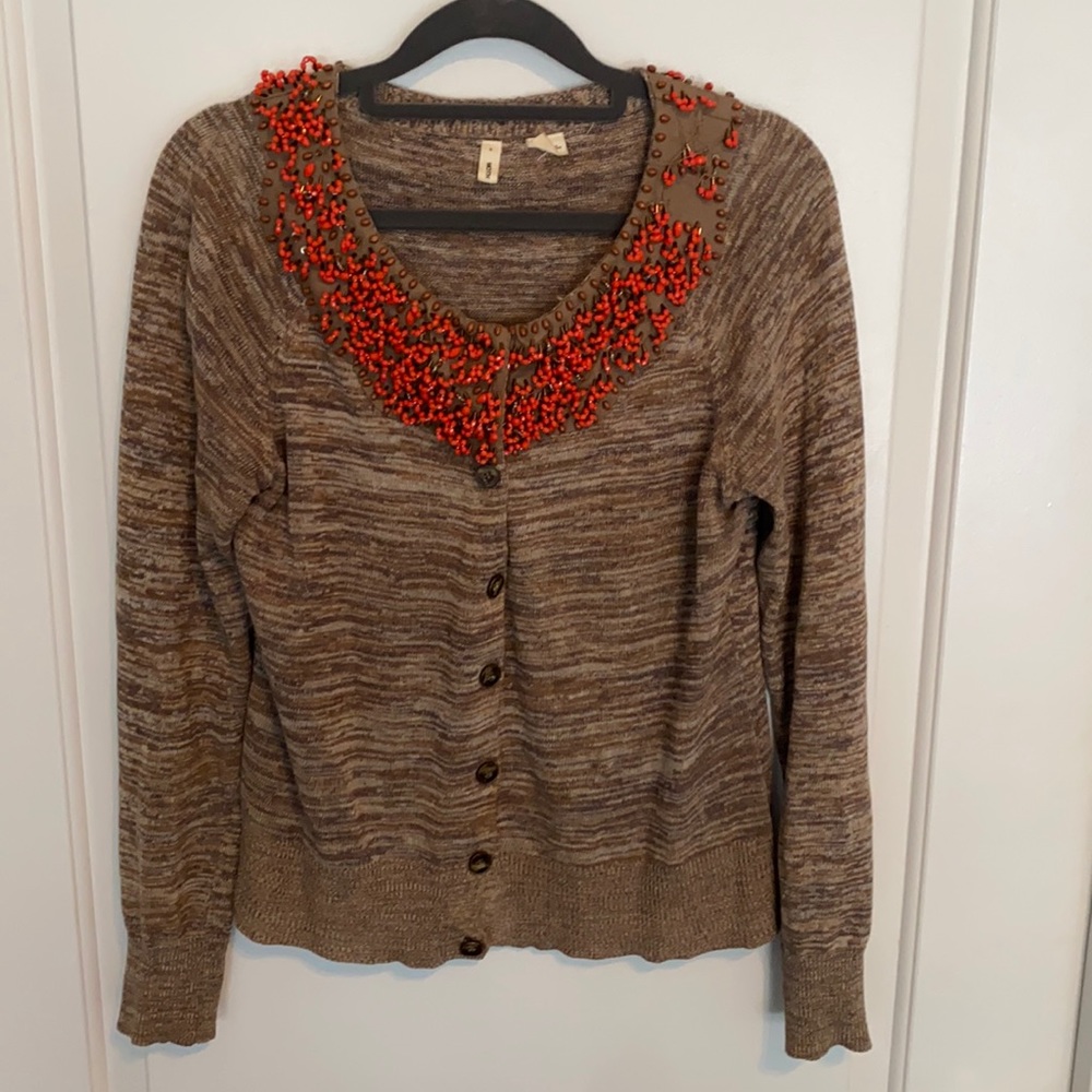 MOTH Anthropologie Sweater Cardigan Size Medium Brown